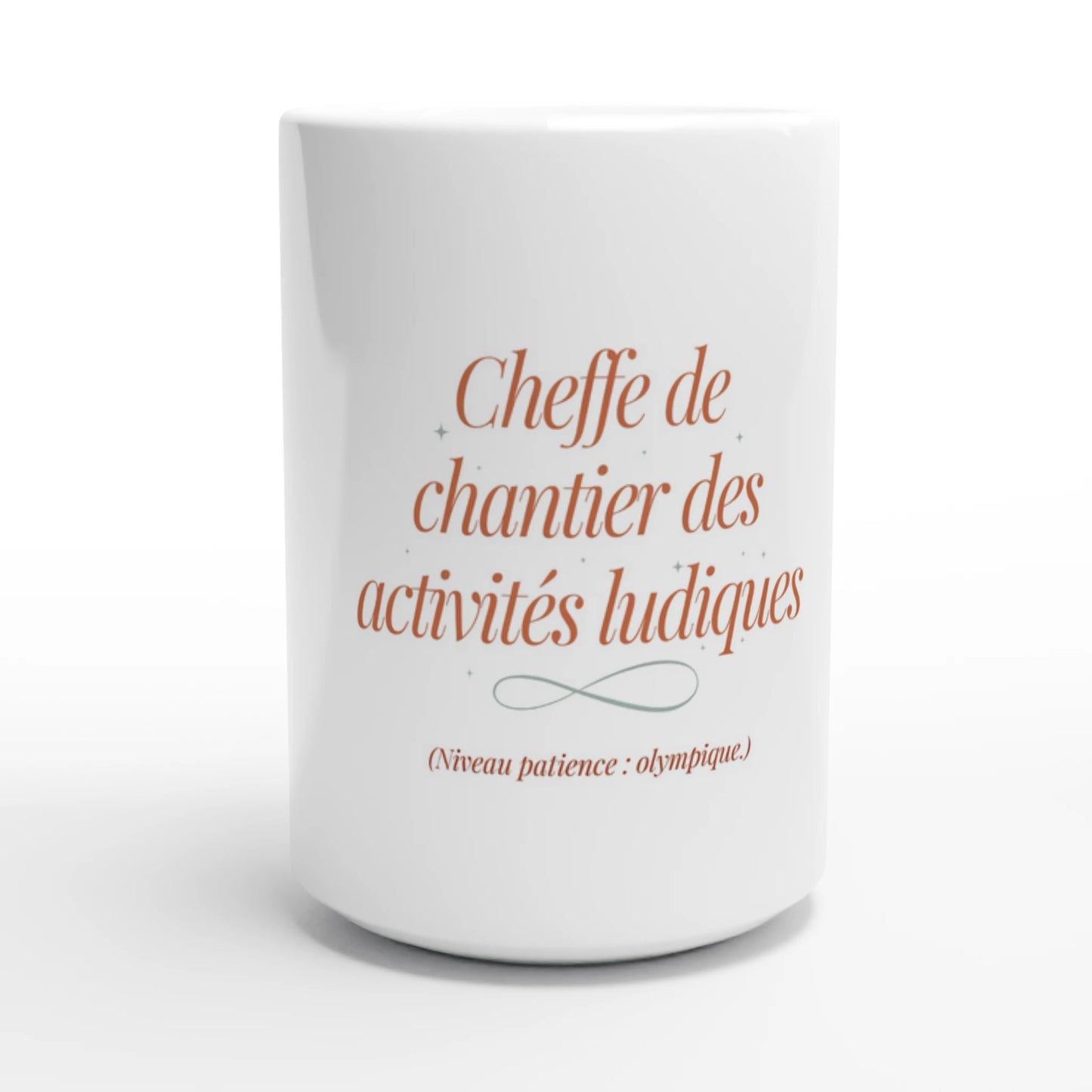 Mug cadeau nounou « Cheffe de chantier des activités ludiques », Plus qu'un Merci