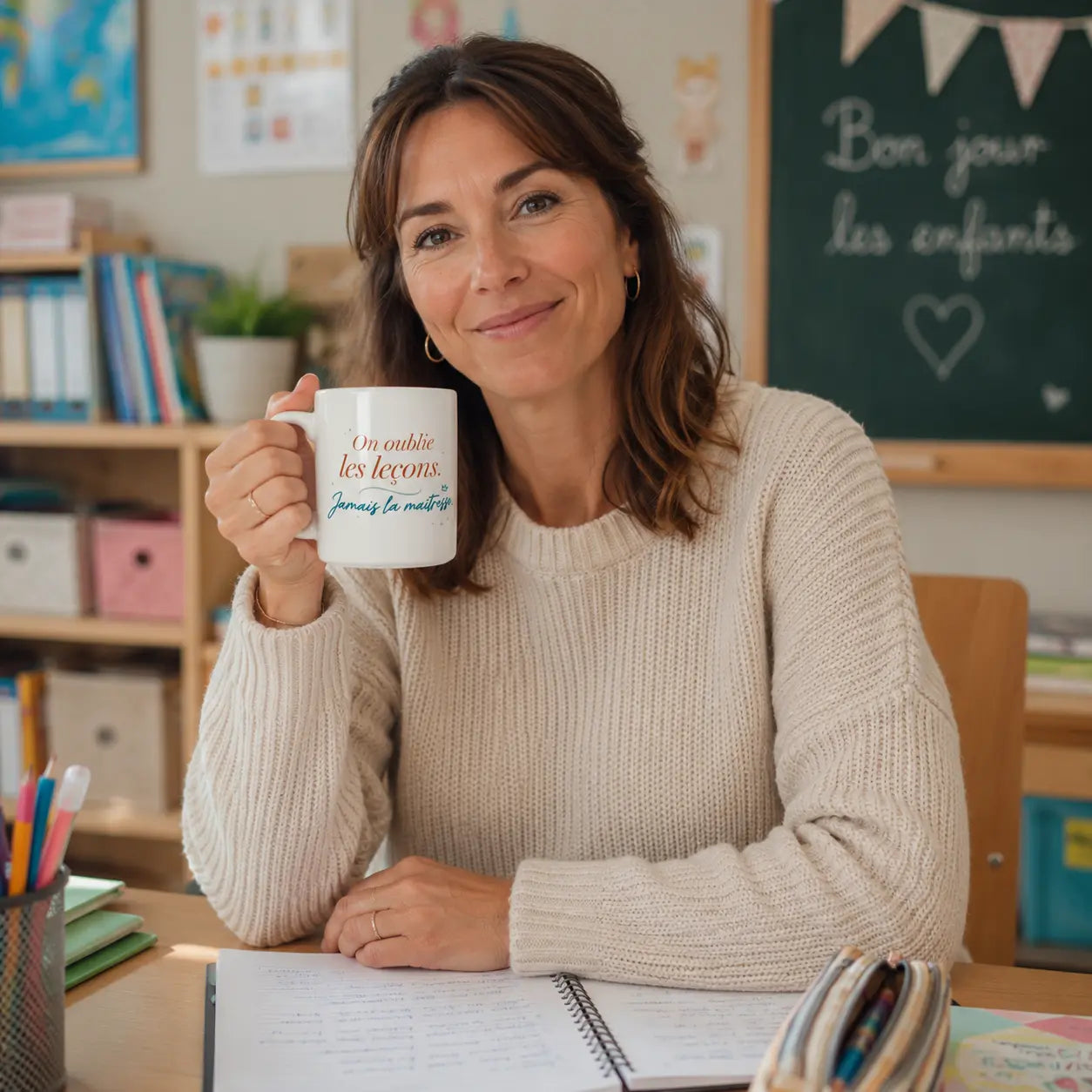 Mug cadeau maîtresse - oublie les leçons, jamais la maitresse