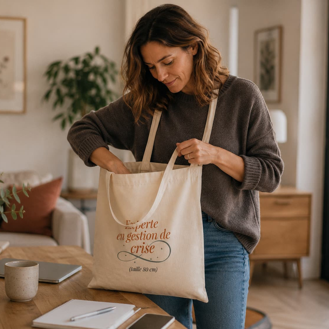 Tote bag nounou Experte en gestion de crise au quotidien, Plus qu'un Merci