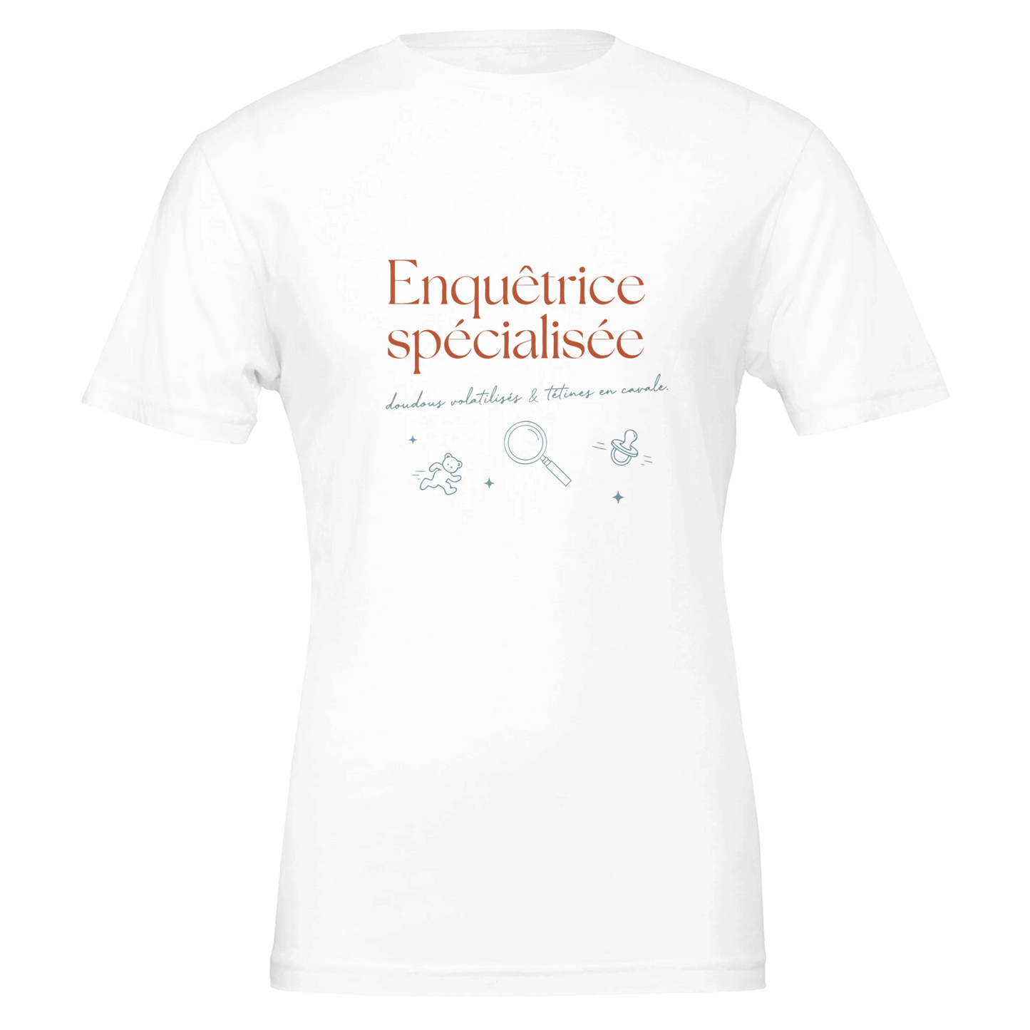 T-shirt cadeau nounou « Enquêtrice Spécialisée, doudous & tétines » : visuel 6, Plus qu'un Merci