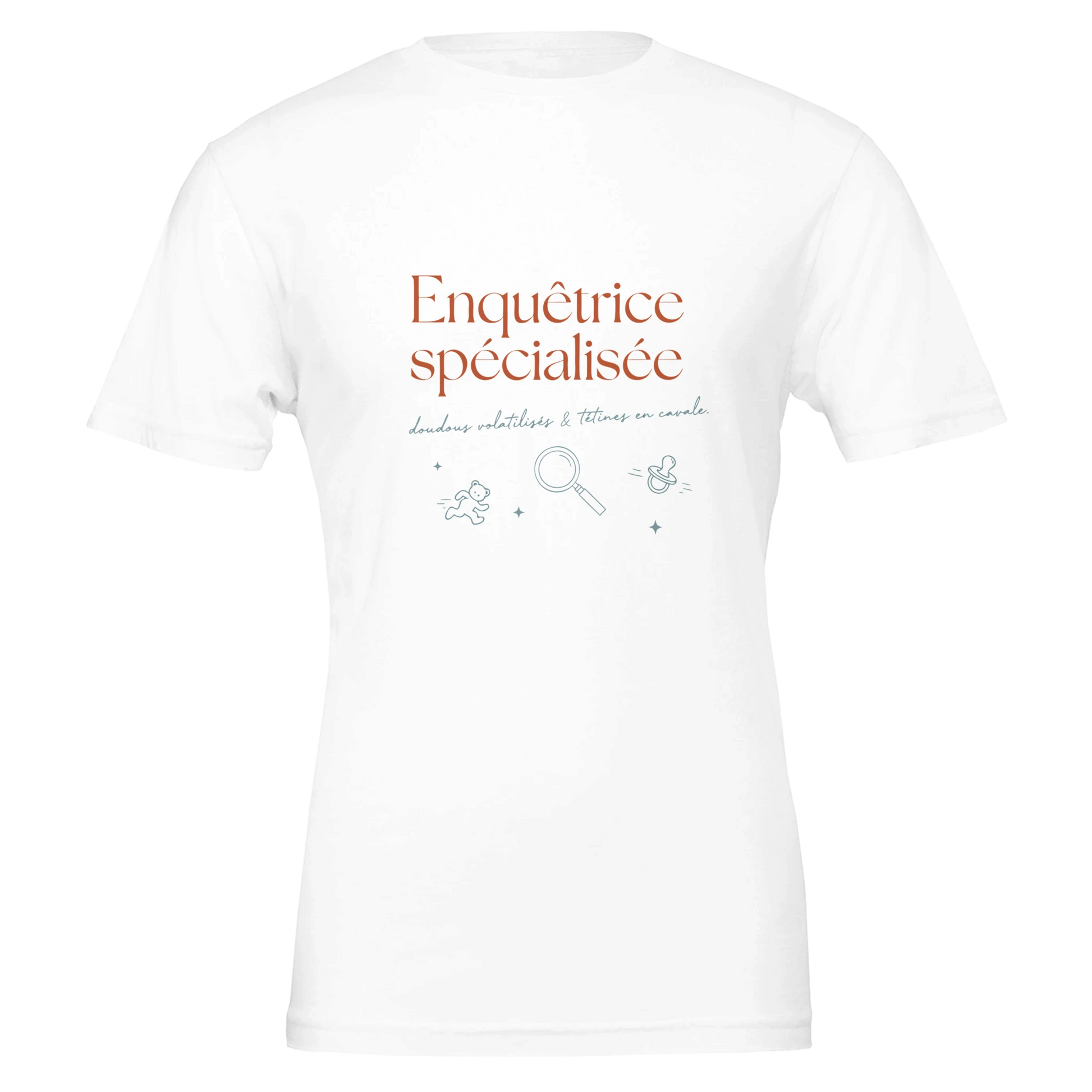 T-shirt cadeau nounou « Enquêtrice Spécialisée, doudous & tétines » : visuel 6, Plus qu'un Merci