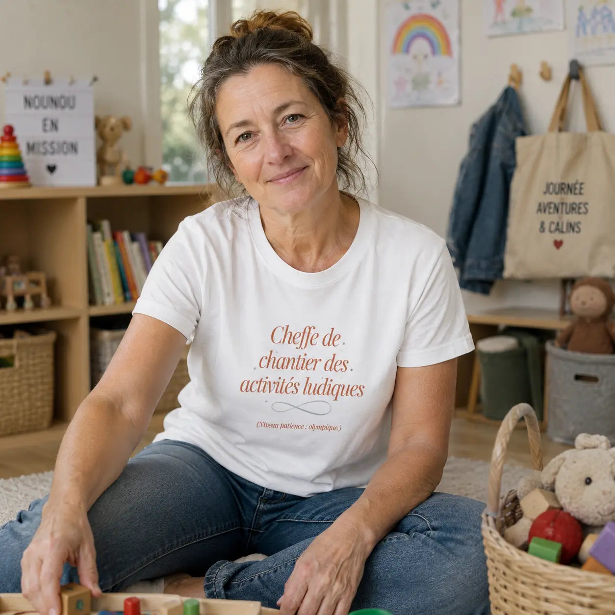 tshirt cadeau nounou original cheffe de chantier
